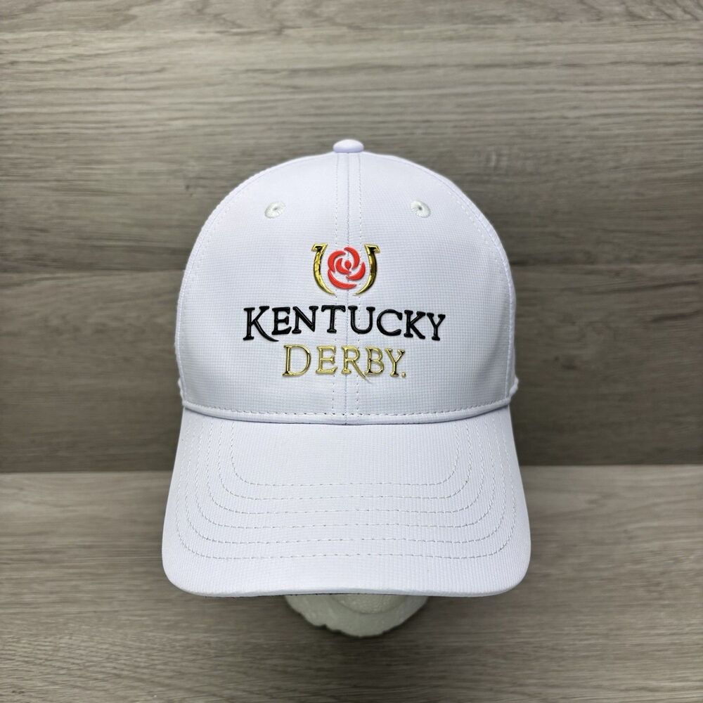 Kentucky Derby Hat White Logo Adjustable Strapback Cap Lightweight Athletic